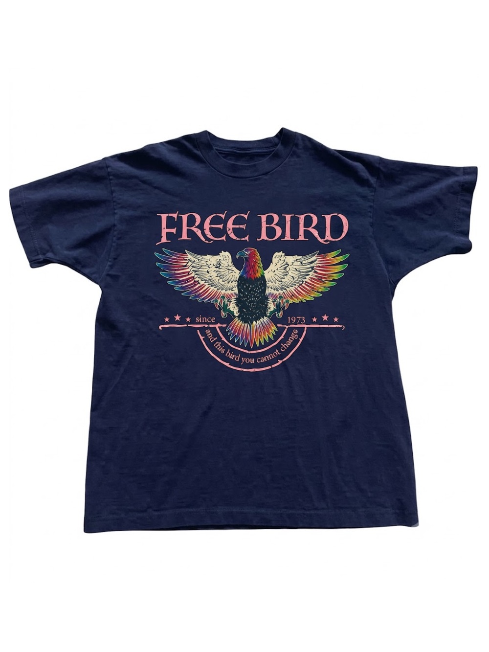 Gildan Free Bird Graphic Tee - Navy with Multicolor Eagle